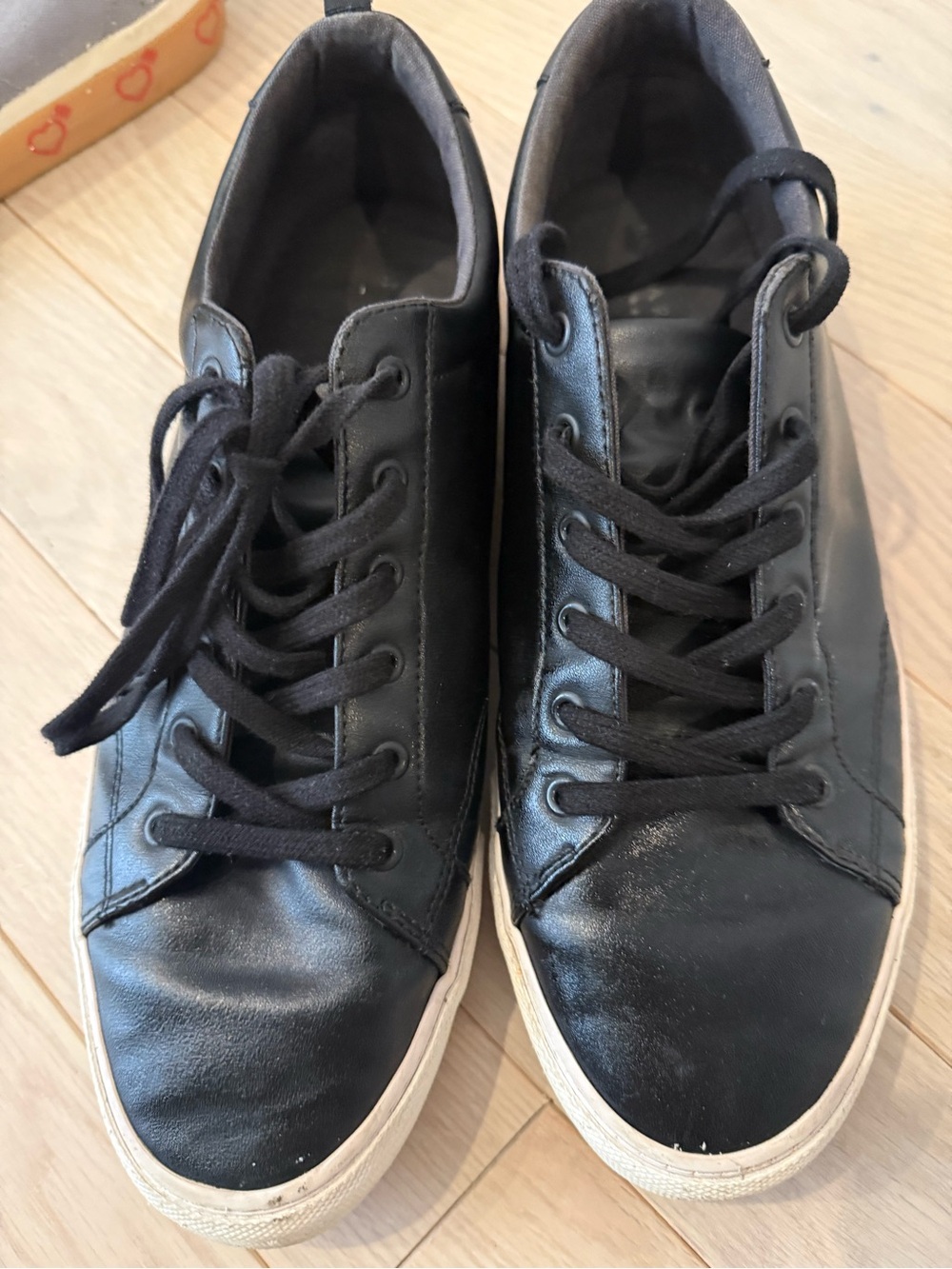 Banana Republic Black Leather Low-Top Sneakers with White Sole